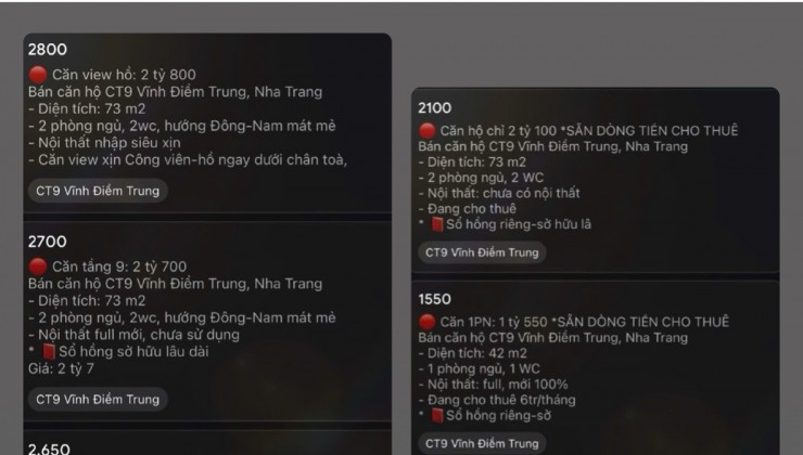 Khách tìm Căn hộ CT9 Vĩnh Điềm Trung thì liên hệ Nhã ạ