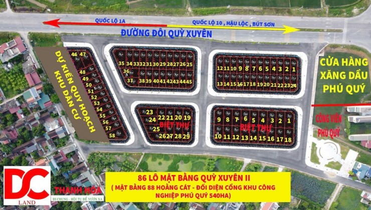 DUY NHẤT 2/86 Nền Mặt Bằng Quỳ Xuyên II - Giá F0 - KCN Phú Quý - Hoằng Xuyên - Hoằng Hóa - Thanh Hóa