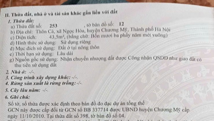 CHÍNH CHỦ CẦN BÁN Nhà cấp 4, mới xây, làn 2 QL6.  20m ra Trục chính ô tô tránh - Ngọc Hòa