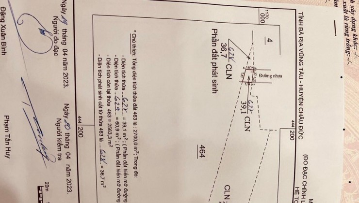 Chủ cần bán 2700mv đất cây lâu năm có nhà c4 trên đát khu dân cư Đá Bạc  , Châu đức Bà Rịa Vũng Tàu