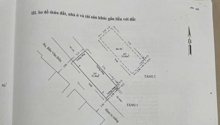 NHÀ 1/ CÁCH MT BẾN VÂN ĐỒN QUẬN 4 CHỈ 1 CĂN. SẴN SHR 33M2 NHỈNH 4 TỶ. LH:0906647194.