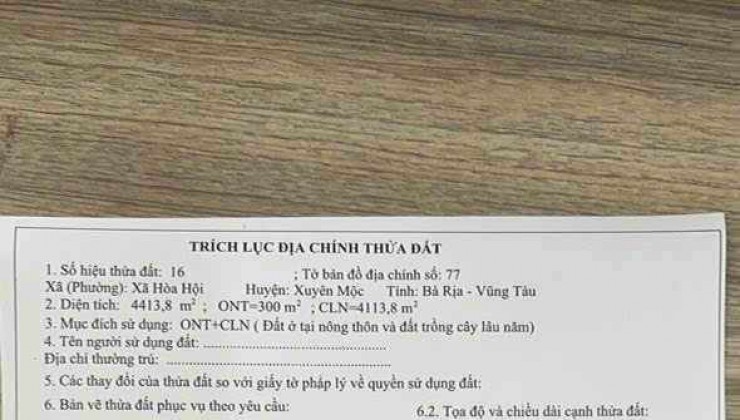 Bán vườn cây ăn trái tại xuyên mộc. Giá 350tr/ sào. Tổng 4.5 sào.