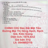 CHÍNH CHỦ Bán Đất Mặt Tiền Đường Mai Thị Hồng Hạnh, Rạch Giá, Kiên Giang