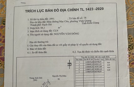 NHÀ ĐẤT CHÍNH CHỦ số 63/35 Hẻm 7 Vàm Trư khu Nam Cao, Rạch Giá, Kiên Giang