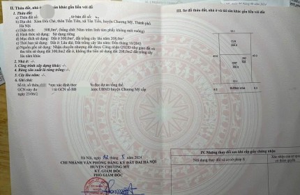 Chính chủ gửi bán 508m2, mt 12m, tại Tân Tiến, Chương Mỹ, Hà Nội, ô tô tránh, ngõ thông, chia lô, nghỉ dưỡng