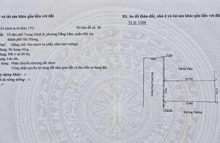 Bán đất mặt đường ĐÔng Trung Hành 64m MT 5 m GIÁ 3.84 tỉ gần Ngô Gia Tự