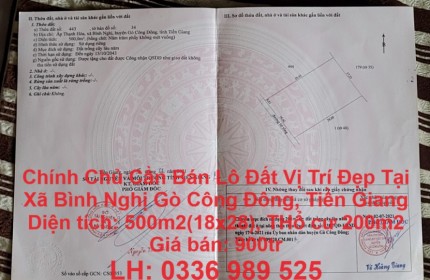 Chính Chủ Cần Bán Lô Đất Vị Trí Đẹp Tại Xã Bình Nghị Gò Công Đông, Tiền Giang