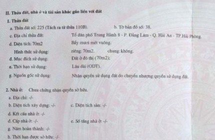 Bán đất tặng dãy nhà trọ tại Đông Trung Hành, 70m GIÁ 2.8 tỉ để ở hoặc để dành đẹp