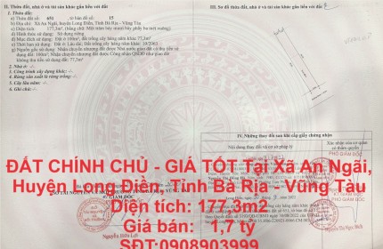 ĐẤT CHÍNH CHỦ - GIÁ TỐT Tại Xã An Ngãi, Huyện Long Điền, Tỉnh Bà Rịa - Vũng Tàu