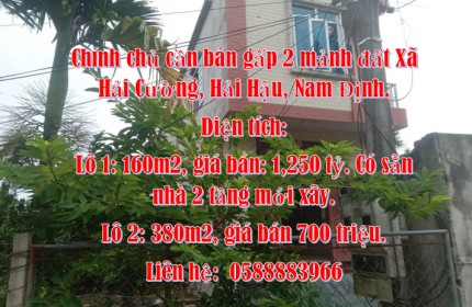 Chính chủ cần bán gấp 2 mảnh đất Xã Hải Cường, Hải Hậu, Nam Định.