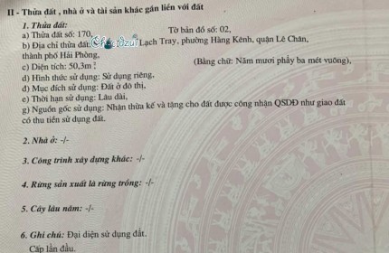 Bán nhà ngõ 18 Lạch Tray gần Chợ Con, diện tích 50m 3.5 tầng độc lập GIÁ 3.25 tỉ