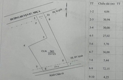 Chính Chủ Bán Đất mặt tiền huyện lộ 87 đường Lò Bún, Bình Phong, Tân Mỹ Chánh, Mỹ Tho