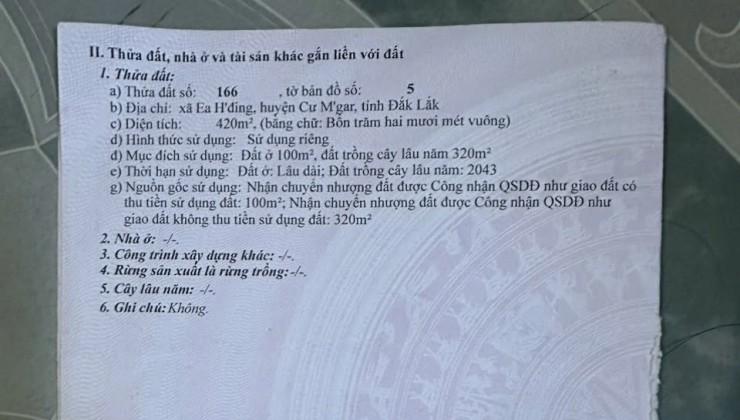 CHÍNH CHỦ BÁN GẤP LÔ ĐẤT ĐẸP TẠI Ea H'đing, huyện Cư M'gar, tỉnh Đắk Lắk