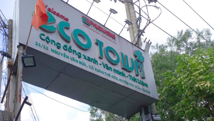 Giảm 400tr Đất nở hậu EcoTown Nguyễn Văn Bứa HM, 156m2, 13x13m, Đ.10m chỉ 2.x tỷ