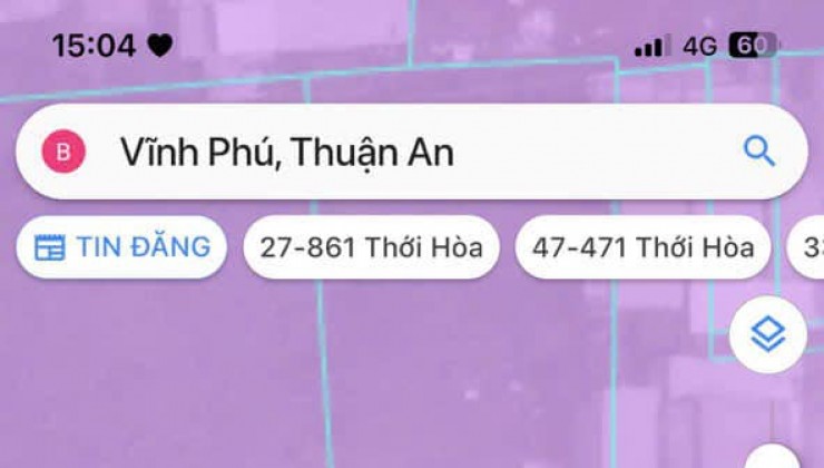 Đất đường nhựa, sổ riêng tại trung tâm Vĩnh Phú, Thuận An, BD