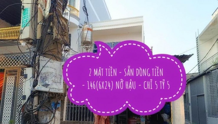 GẦN AEON TÂN PHÚ, CHỢ PHẠM ĐĂNG GIẢNG - LÊ TRỌNG TẤN - HXH NGỦ NHÀ - 146M(6X24) 2 TẦNG NHỈNH 5 TỶ