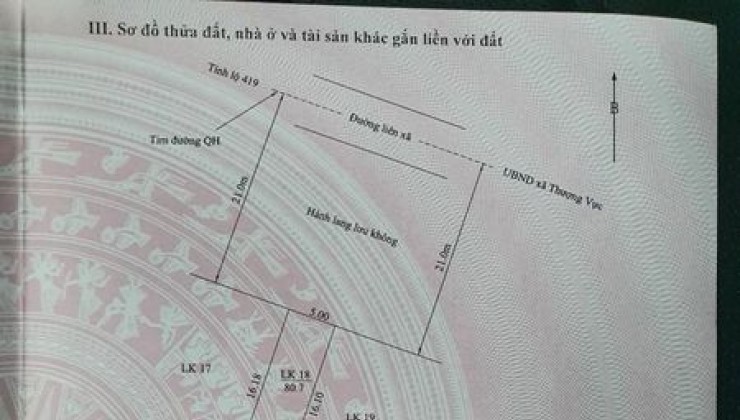 em bán lô đất đẹp diện tích  59 m full thổ cư. Mặt tiền (5,9 hậu 6,16 nở  x 9,7 m )Tại xóm làng - xã đại yên - chương Mỹ - Hà nội 
 Ô tô đỗ cửa ,