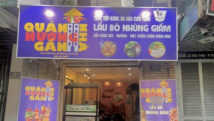 SANG NHƯỢNG QUÁN LẨU NƯỚNG ĐƯỜNG LÊ VĂN THỌ GÒ VẤP - QUÁN ĐÃ CÓ KHÁCH QUEN ỔN ĐỊNH,  Anh Khánh 0901319643