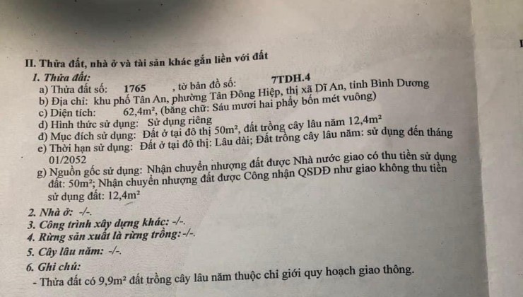 CHÍNH CHỦ BÁN GẤP CĂN NHÀ SỔ CHUNG PHƯỜNG TÂN ĐÔNG HIỆP - BÌNH DƯƠNG