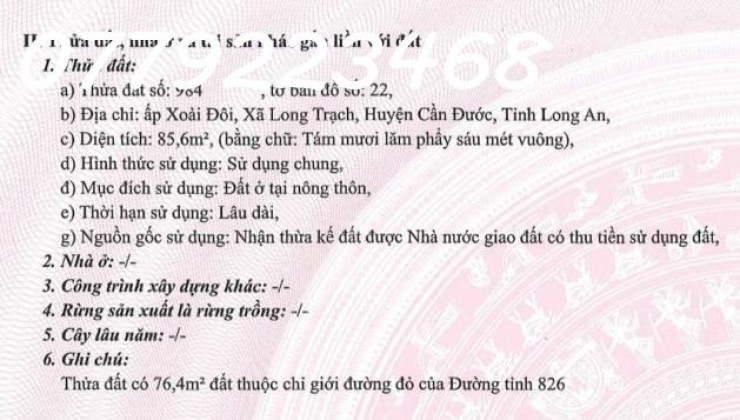 Bán nhà Cần Đước Long An giá 2 tỷ đường 826 Xoài Đôi