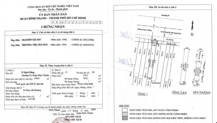 CẦN BÁN NHÀ SỐ 29 BẠCH ĐẰNG , PHƯỜNG 15, QUẬN BÌNH THẠNH