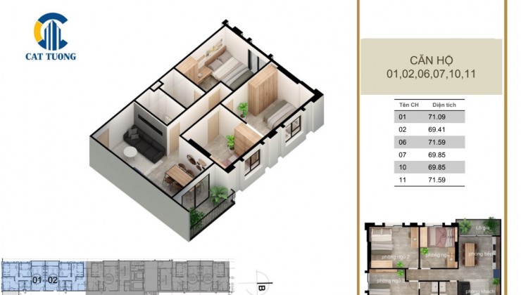 bán chung cư cát tường yên phong loại hình 3 ngủ 2 vs fuff giá gốc chủ đầu tư