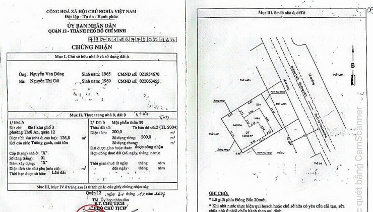 Gấp Bán Nhà (13.5X20) Mặt Tiền Trần Thị Cờ, Thới An, Quận 12 (Cách chợ 100m) Giá Tốt