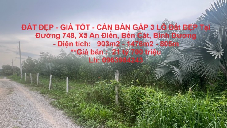 ĐẤT ĐẸP - GIÁ TỐT - CẦN BÁN GẤP 3 LÔ Đất ĐẸP Tại Đường 748, Xã An Điền, Bến Cát, Bình Dương