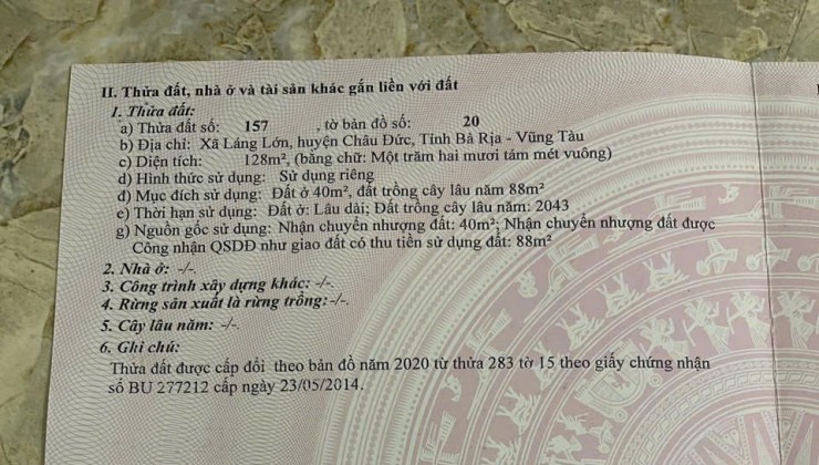 Cần bán miếng đất gần cầu đôi láng lớn . mặt tiền mỹ xuân ngãi giao