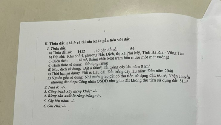 ó 1 lô 5×29=60 thổ cư mt đường nhựa cổng Chào kp4