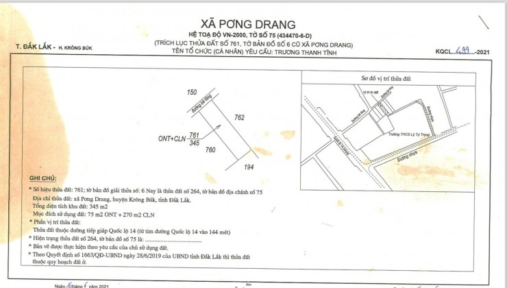 CHÍNH CHỦ Bán 2 Nền Liền Kề Vị Trí Đẹp Tại TT Pơngdrang - Huyện Krongbuk - Tỉnh Đaklak