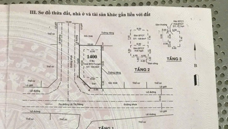 BÁN BIỆT THỰ SÂN VƯỜN 1527M2, MẶT TIỀN NHỰA 12M TÔ KÝ GIÁ NHỈNH 50T