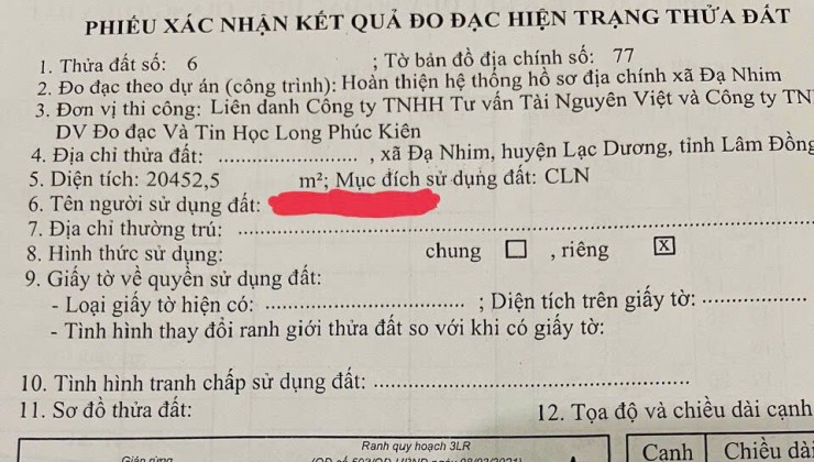 CHÍNH CHỦ BÁN LÔ LÔ THUNG LŨNG - GIÁ CỰC ƯU RẺ TẠI Đạ Nhim, Lạc Dương, Lâm Đồng