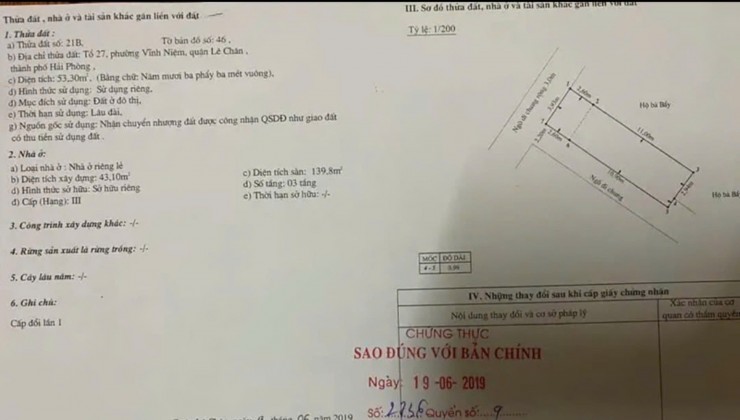 Bán nhà vị trí cực đẹp, 53m 3.5 tầng ô.tô tận cửa GIÁ 2.9 tỉ tại Vĩnh Niệm