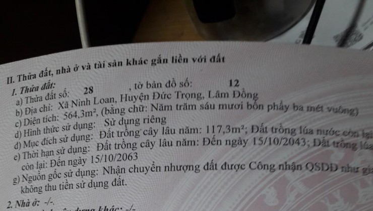 CHÍNH CHỦ Bán 2 Lô  Đất 350M- 400M  TẠI Mặt tiền QL28B - Ninh Loan- Đức Trọng- Lâm Đồng