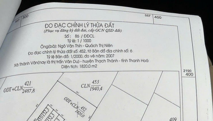 !! CẦN BÁN 3 LÔ LK ĐẤT Ở ĐÔ THỊ DT 5x30m Tại thị trấn Vân Du, Thạch Thành, Thanh Hóa.