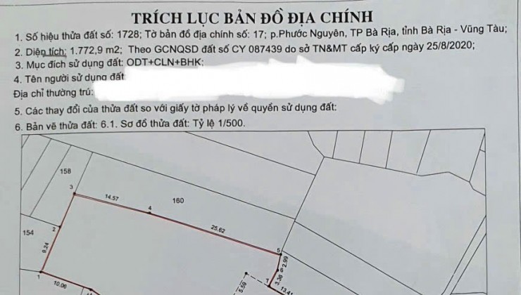 %%CHÍNH CHỦ CẦN BÁN LÔ ĐẤT Ở ĐƯỜNG NGUYỄN CHÍ THANH – P.PHƯỚC NGUYÊN  - TP BÀ RỊA – VŨNG TÀU.