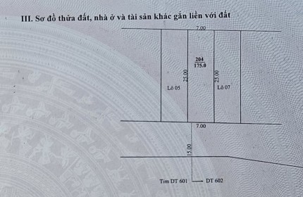 Cần Bán đất mặt tiền đường ĐT601 Hòa Sơn - Sát nhà hàng Hương Sen