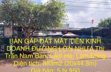 BÁN GẤP ĐẤT MẶT TIỀN KINH DOANH ĐƯỜNG LỚN NHỰA Thị Trấn Nam Ban, Lâm Hà, DT 883m2, Giá 5tỷ950