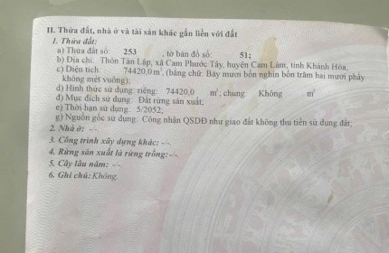 Bán Đất Rừng 19 Hecta Giá Chỉ 8,5 Tỷ Tại Cam Phước Tây, Cam Lâm, Khánh Hòa– Cơ Hội Tốt Cho Các Nhà Đầu Tư!!