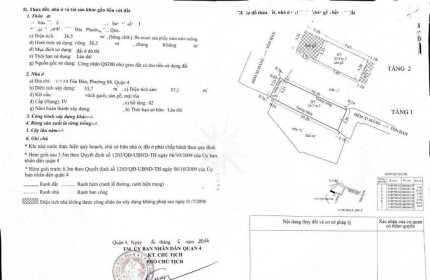 Bán nhà Q.4, 37m2 đất, người ở hiện hữu, gần mặt tiền Tôn đản, 3tỷ25