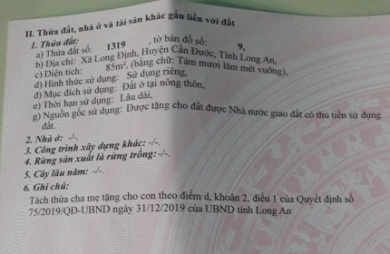 Chính Chủ Cần Bán Lô Đất Full Thổ Cư Vị Trí Đẹp Tại Đường ĐT. 830, Xã Long Định, Cần Đước, Long An