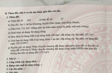 Chính chủ cần bán lô đất, xã An khương, hớn quản bình phước