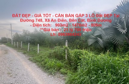 ĐẤT ĐẸP - GIÁ TỐT - CẦN BÁN GẤP 3 LÔ Đất ĐẸP Tại Đường 748, Xã An Điền, Bến Cát, Bình Dương