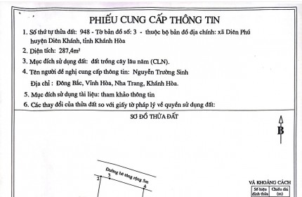 Bán nhanh lô đất mặt tiền đường nhựa Cầu Ké rộng 10m qh 13m Tp Nha Trang, Khánh hòa