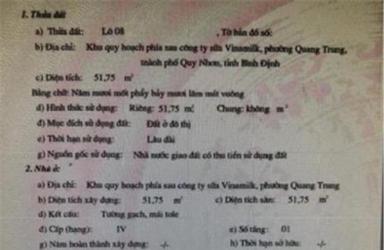 CHÍNH CHỦ CẦN BÁN CĂN NHÀ tại phường Quang Trung, TP Quy Nhơn, Bình Định