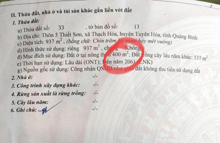 CHÍNH CHỦ CẦN BÁN GẤP MẢNH ĐẤT TẠI TUYÊN HÓA, QUẢNG BÌNH