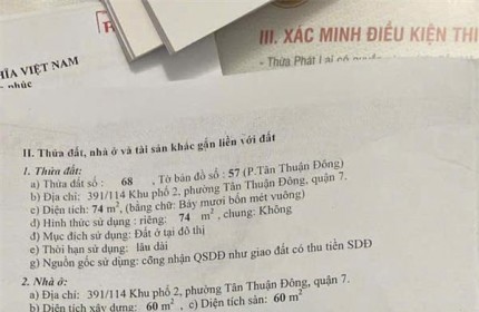 Chính Chủ Cần Bán Nhà Ngay Quận 7, Phường Tân Thuận Đông, Quận 7, Tp Hồ Chí Minh