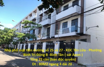 Nhà phố mặt tiền đường số 25 và 27 - KDC Tên Lửa - Phường Bình Trị Đông B -Bình Tân ( sát Aeon )