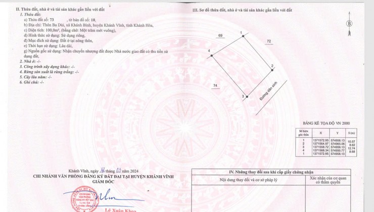 Cơ Hội Sở Hữu Ngay Đất thổ cư giá rẻ tại Khánh Vĩnh - Khánh Hòa